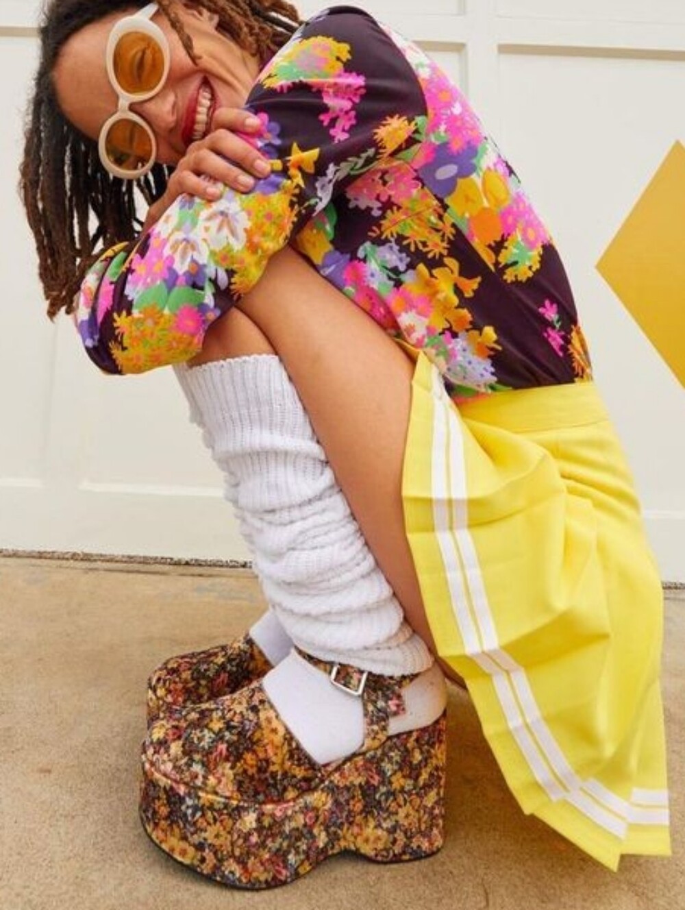 the Jeffrey Campbell Bohemian Platform Wedge Sandal in the Multi Velvet Floral